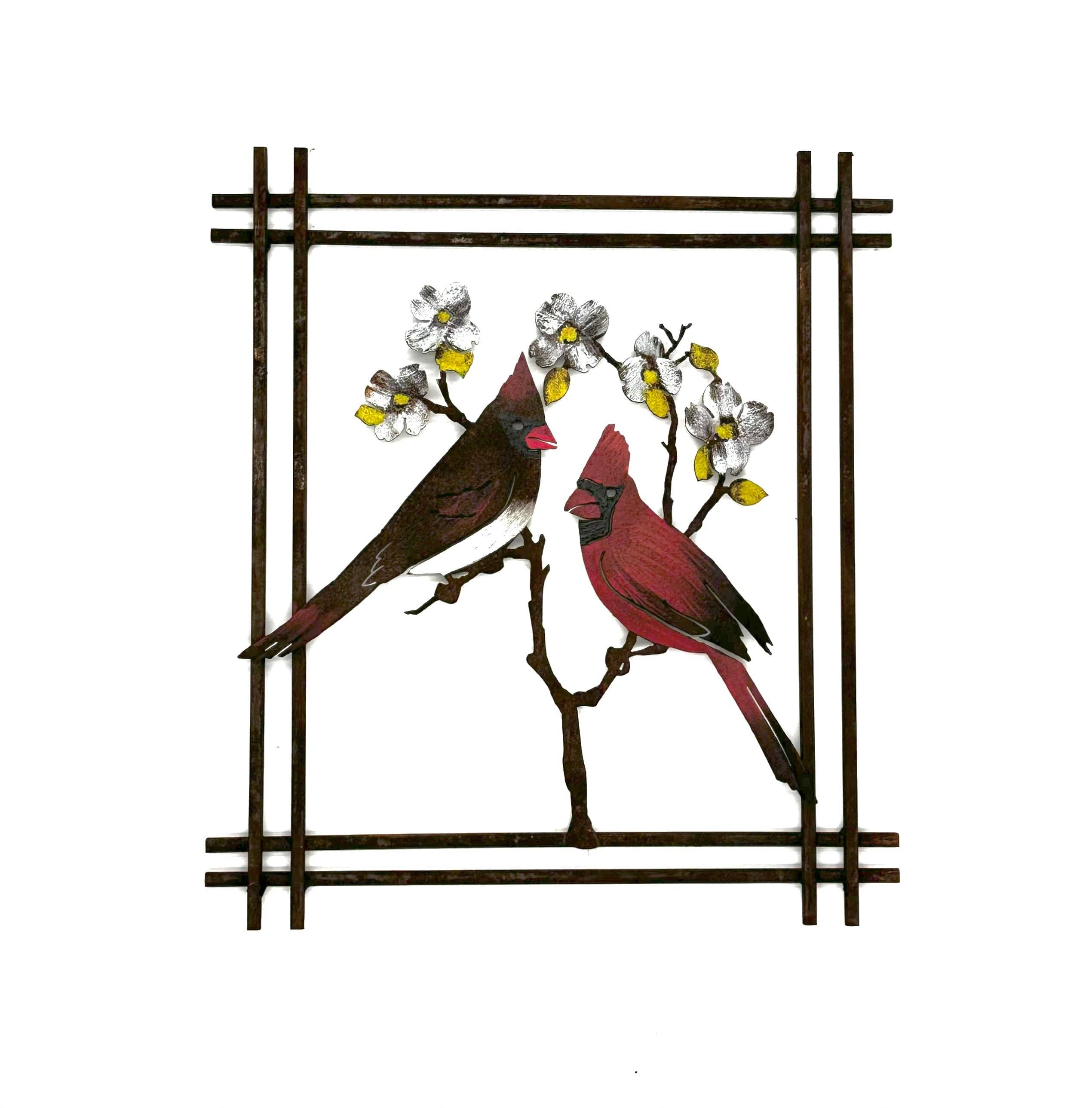 Elegant Garden Design - Wholesale Wall Accent - Cardinals on Dogwood Wall Art -Painted