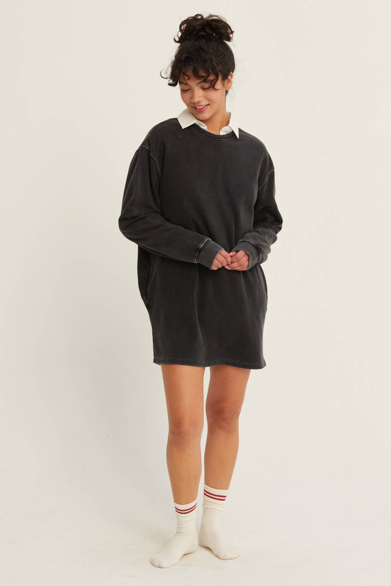 HYFVE – wholesale Dress – Women's – Mineral Washed Oversized Mini Sweatshirt Dress20