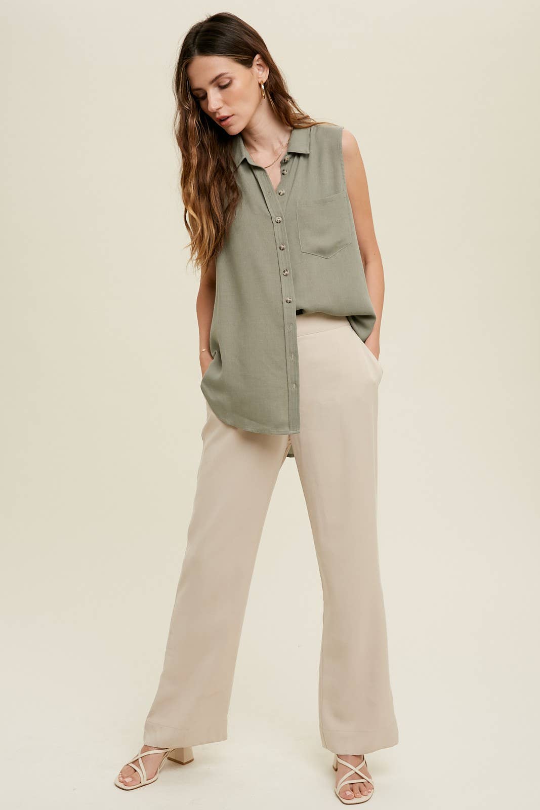 Wishlist Apparel - Wholesale Pants - Women's - BUTTON-UP DETAIL PANTS WITH POCKETS / WL22-73249