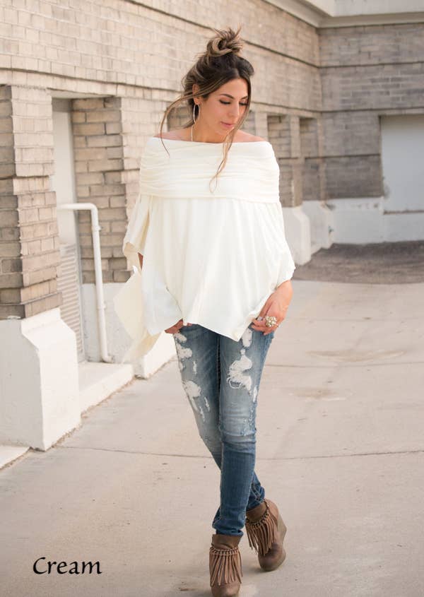 Hipster Row - Wholesale Poncho - Women's - Off-Shoulder Poncho0