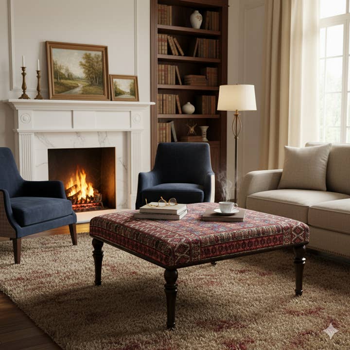 Rugtolia - Wholesale Coffee table - Oriental Rug Coffee Table – Upcycled Vintage Rug, Solid Wood Frame, Handcrafted Design