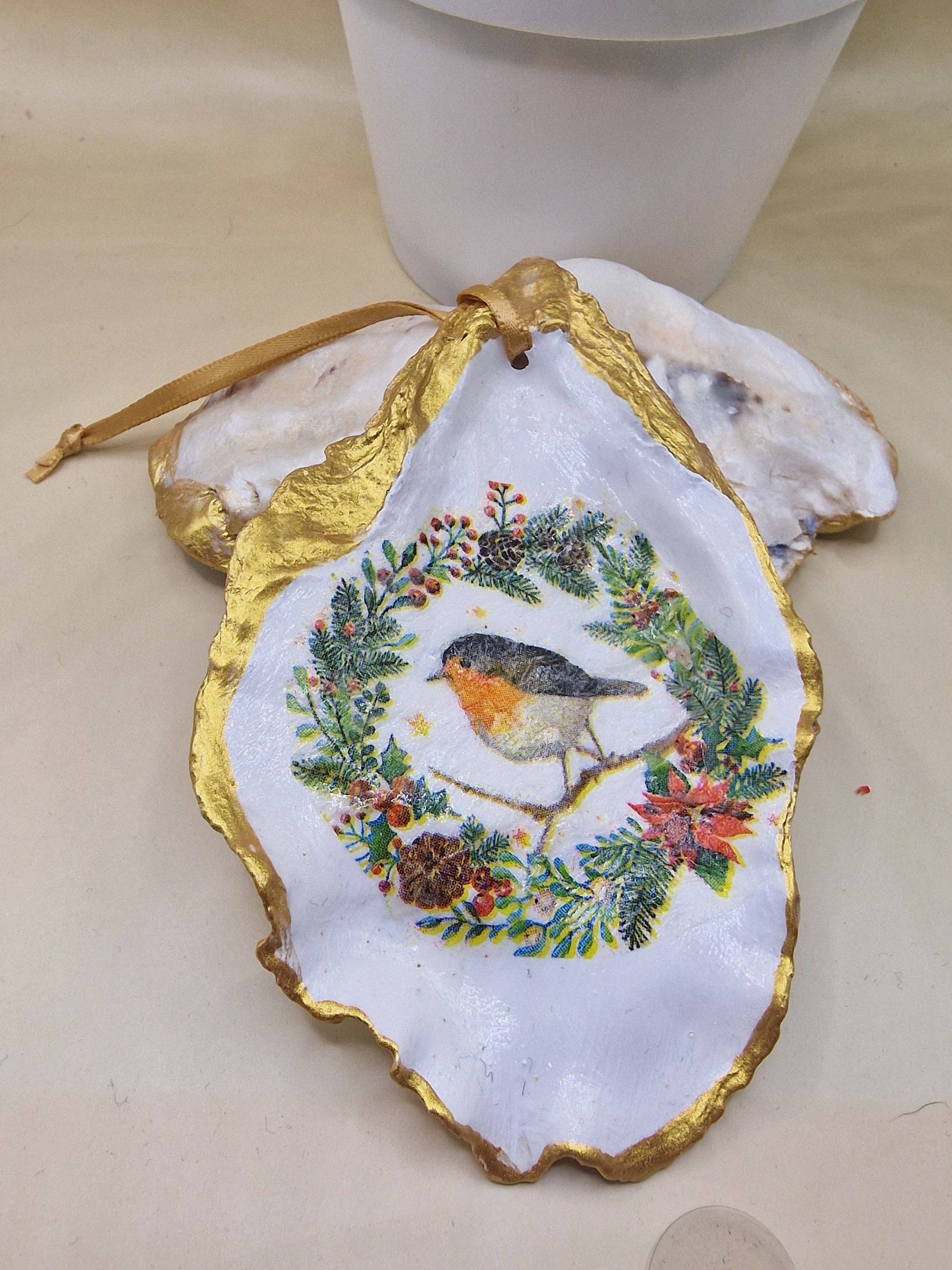 Bee my Oyster - Wholesale Ornament - NEW Christmas Ornament Robin Reef Oyster Shell Decoration2