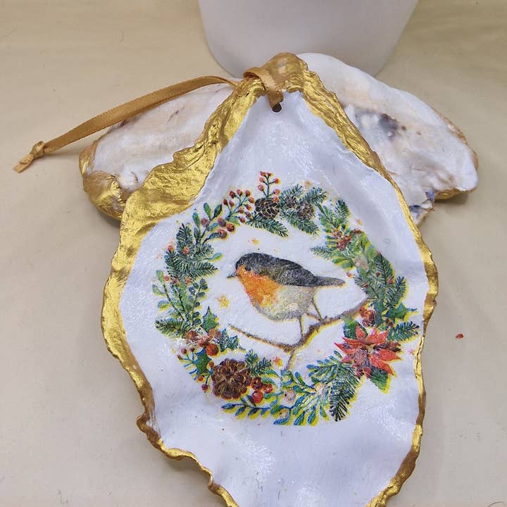 Bee my Oyster - Vente Objets de décoration - NOUVEL Ornement de Noël Coquille d'Huître Robin Reef Décoration2