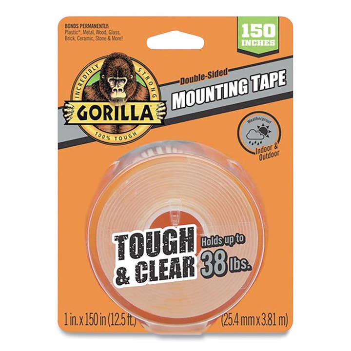 Gorilla Clear Double-Sided Mounting Tape, 1" x 12.5 ft for wholesale by Everyday Supply Co