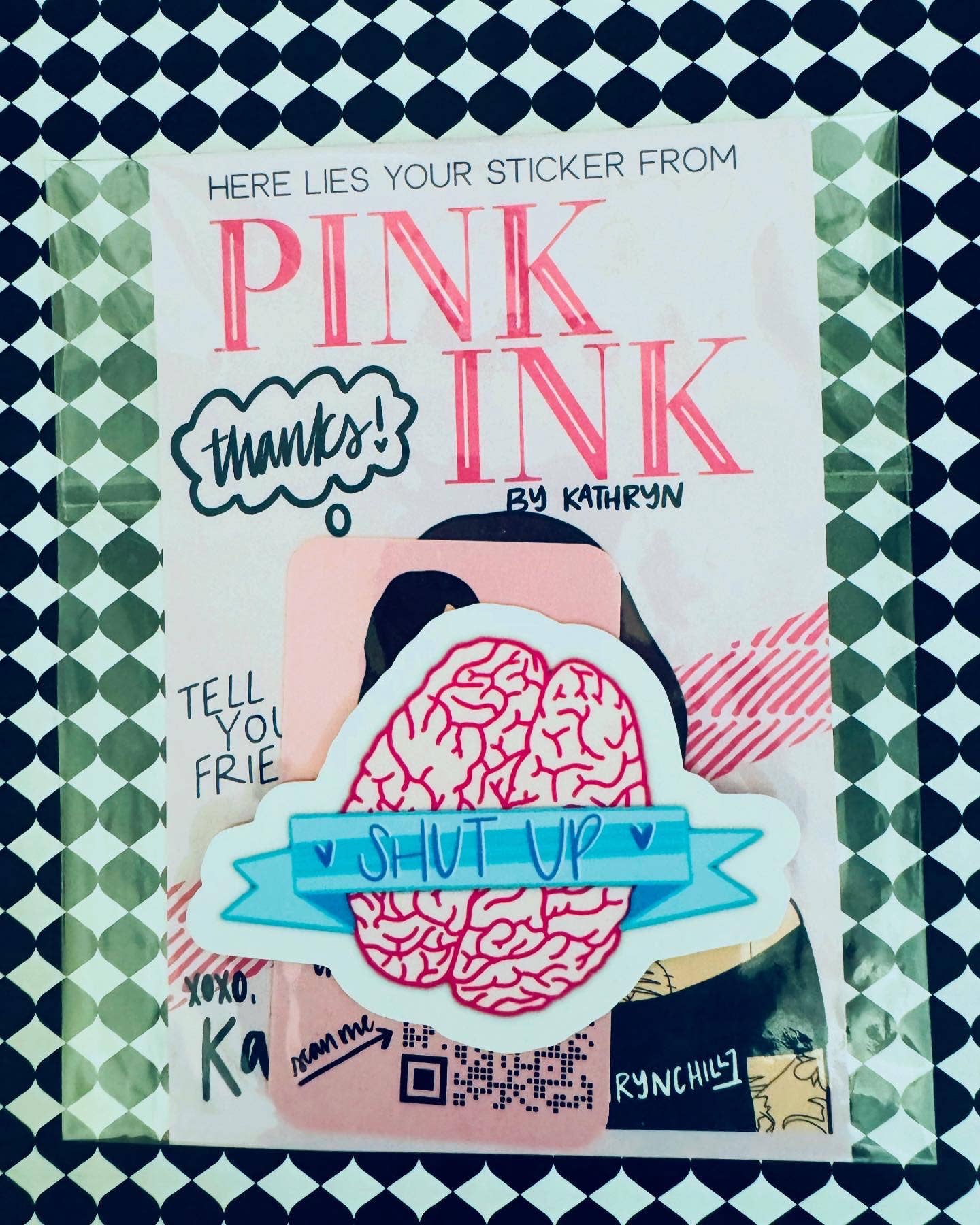 Kathryn Chill Collective - Venta al por mayor Pegatinas para móviles y portátiles - Pegatina Cállate cerebro1