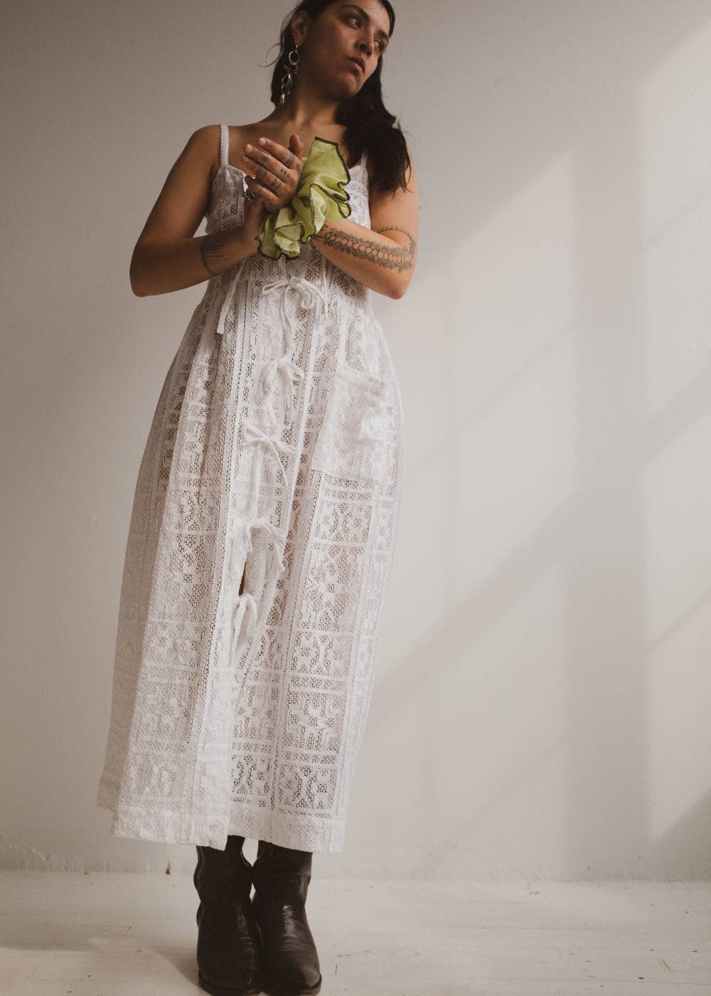 Ajaie Alaie - Wholesale Dress - Women's - Lace cottage core dress with ties | White6