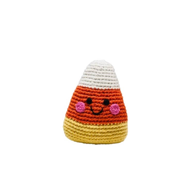 Handmade Candy Corn Baby Rattle – Fair Trade & Organic Cotton for wholesale by PebbleChild USA