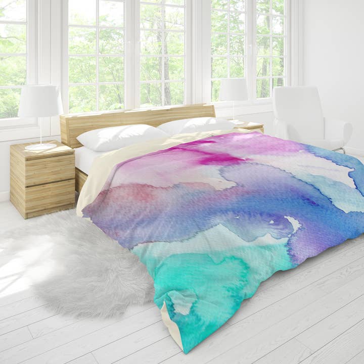 3D Watercolor Green Pink Blue Quilt Cover Set Bedding Set Pillowcases 116 for wholesale by Jess Art Decoration
