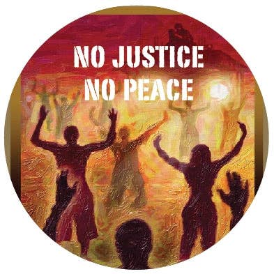 Button - No Justice, No Peace for wholesale by Syracuse Cultural Workers