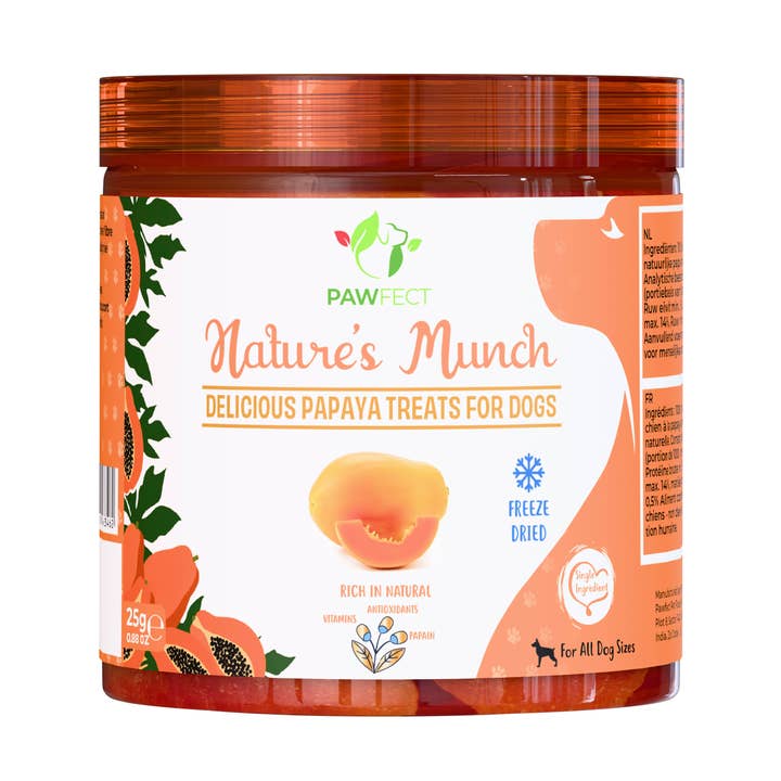 Finest Petfoods - Wholesale Pet Treats - Dog - Pawfect Natures Munch Dog Treats Papaya 25 gr.0