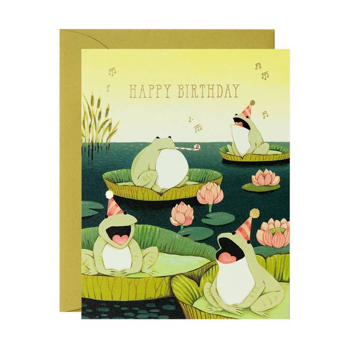JooJoo Paper - Wholesale Birthday Card - Singing Frogs Birthday Greeting Card