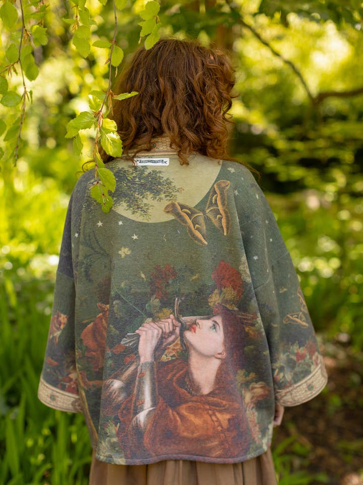 The Messenger Fleece Cottage Cardigan Jacket w/ Joan of Arc for wholesale by Market of Stars (USA)