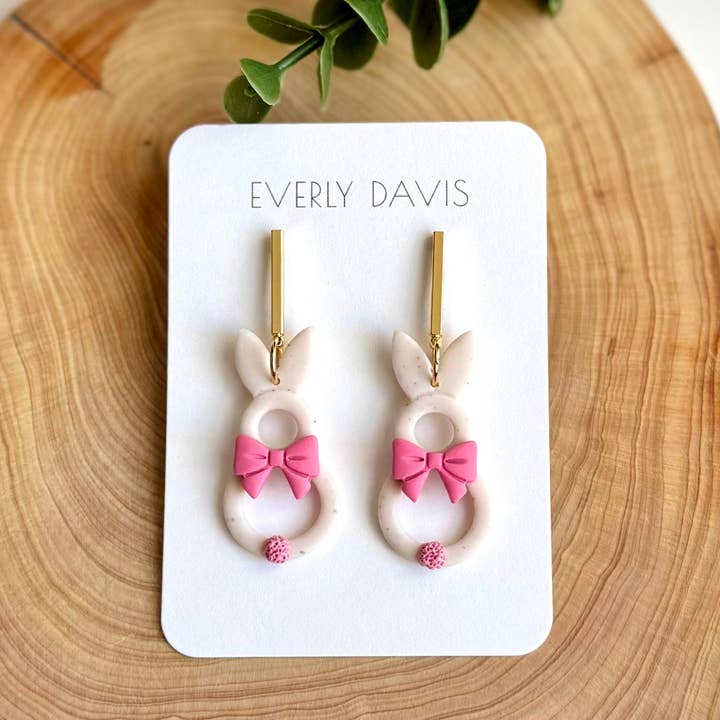 White Bunny with Bows for wholesale by Everly Davis Co