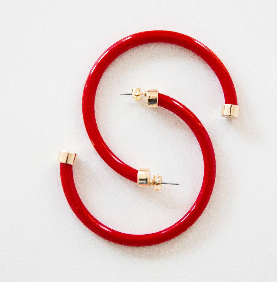 Hoo Hoops – wholesale Hoop earrings – Lightweight Large Hoop Earrings - Red