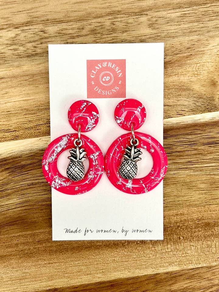 Pendientes de arcilla de piña para venta al por mayor de Clay&Resin Designs LLC