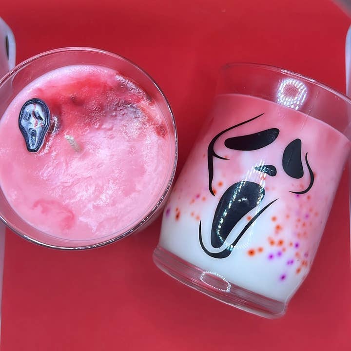 WaterBruja - Wholesale Jar/Filled Candle - Ghostface Candle, Horror Candle, Scream Candle, Character