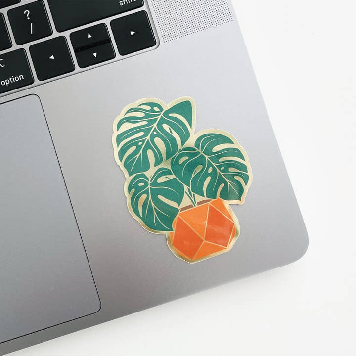 Monstera Sticker | Luxe Metallic Gold Sticker for wholesale by Paper Anchor Co.