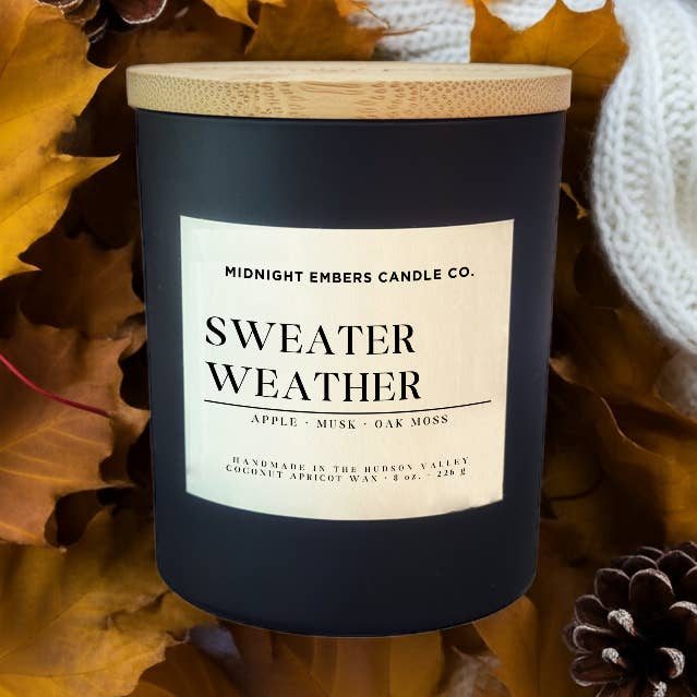 Sweater Weather 8 oz. | Bougies Confortables à Thème Automnal pour la vente par Midnight Embers Candle Co.