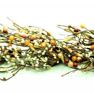 KMI International Corp. - Wholesale Bunting/garland - Mixed Berry Garland W/Leaves, Hw, 53In, Cream/Rose/Peach