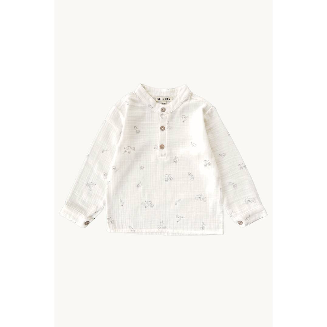 Eli & Nev (we cover U.S. import duties) - Wholesale Button Down Shirt - Kids - Baby / Toddler Muslin Shirt 100% Cotton, Fall/Winter
