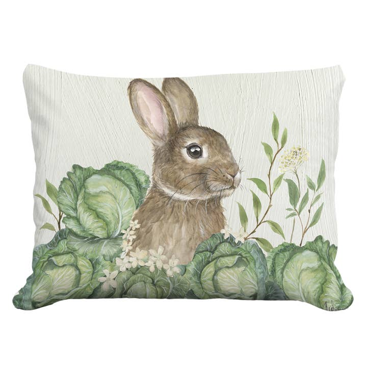 Pillow - Rabbit and Cabbages - indoor / outdoor cushion for wholesale by Magnolia Casual