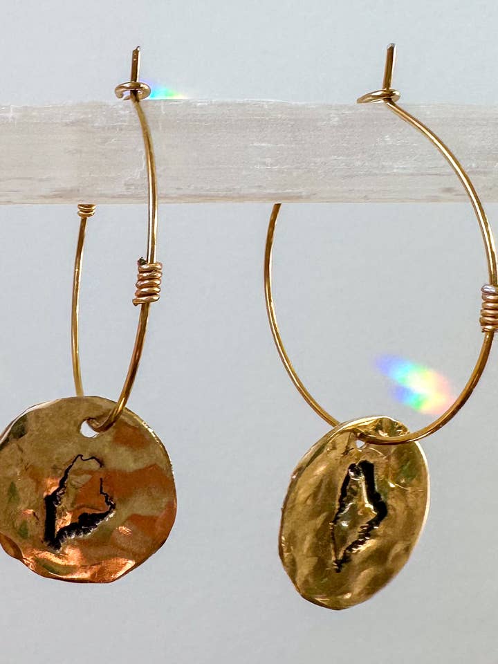 Gehamerde Staat Oorbel | Geografisch | New England Sieraden voor wholesale door Elise Marie DeSigns