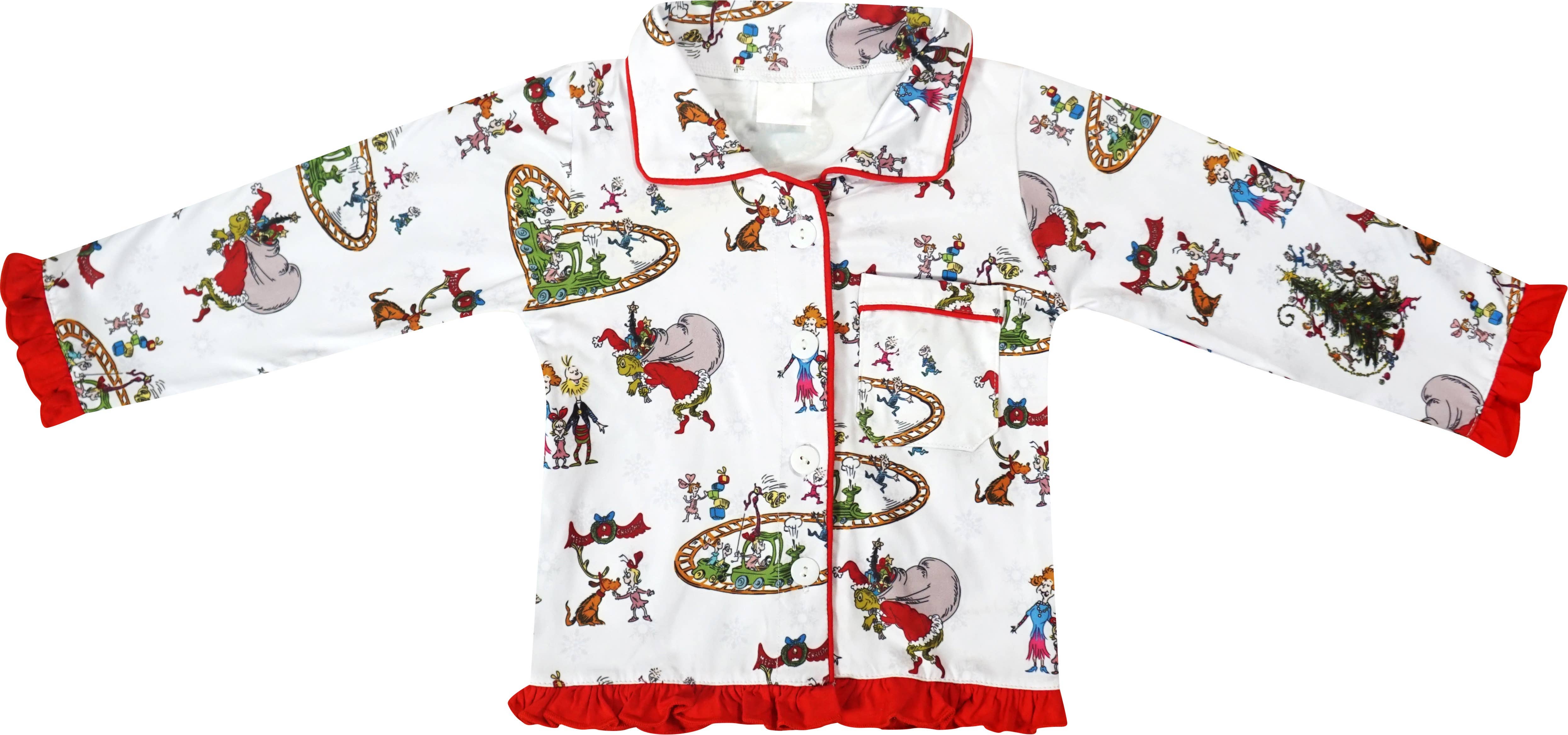 Amor Babee – Großhandel Schlafanzug-Set – Kinder – Grinch Pyjama-Set für Babys, Weihnachten, Button Down1