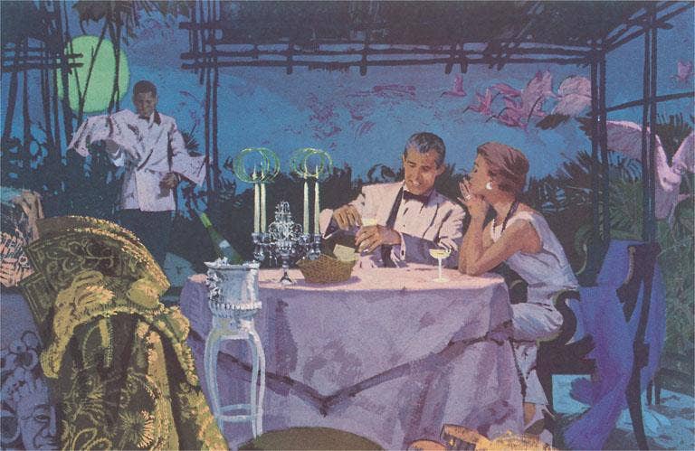 Found Image Press - Wholesale Ansichtkaart - Ansichtkaart AM-953 Stel Dineren Al Fresco0