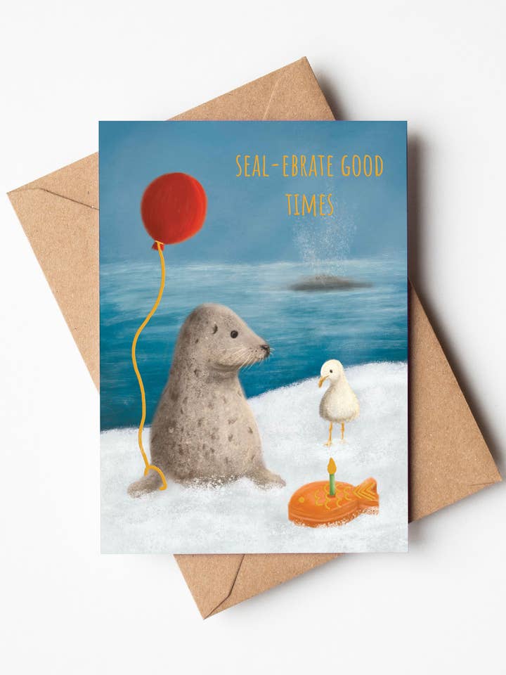 Seal-ebrate Good Times Birthday Greeting Card for wholesale by Jo Couch