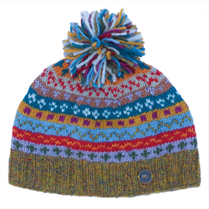 Black Yak Ltd - Wholesale Beanie - Unisex - Fair Isle Bobble Hat - Pure Wool - Knitted - Fair Trade1