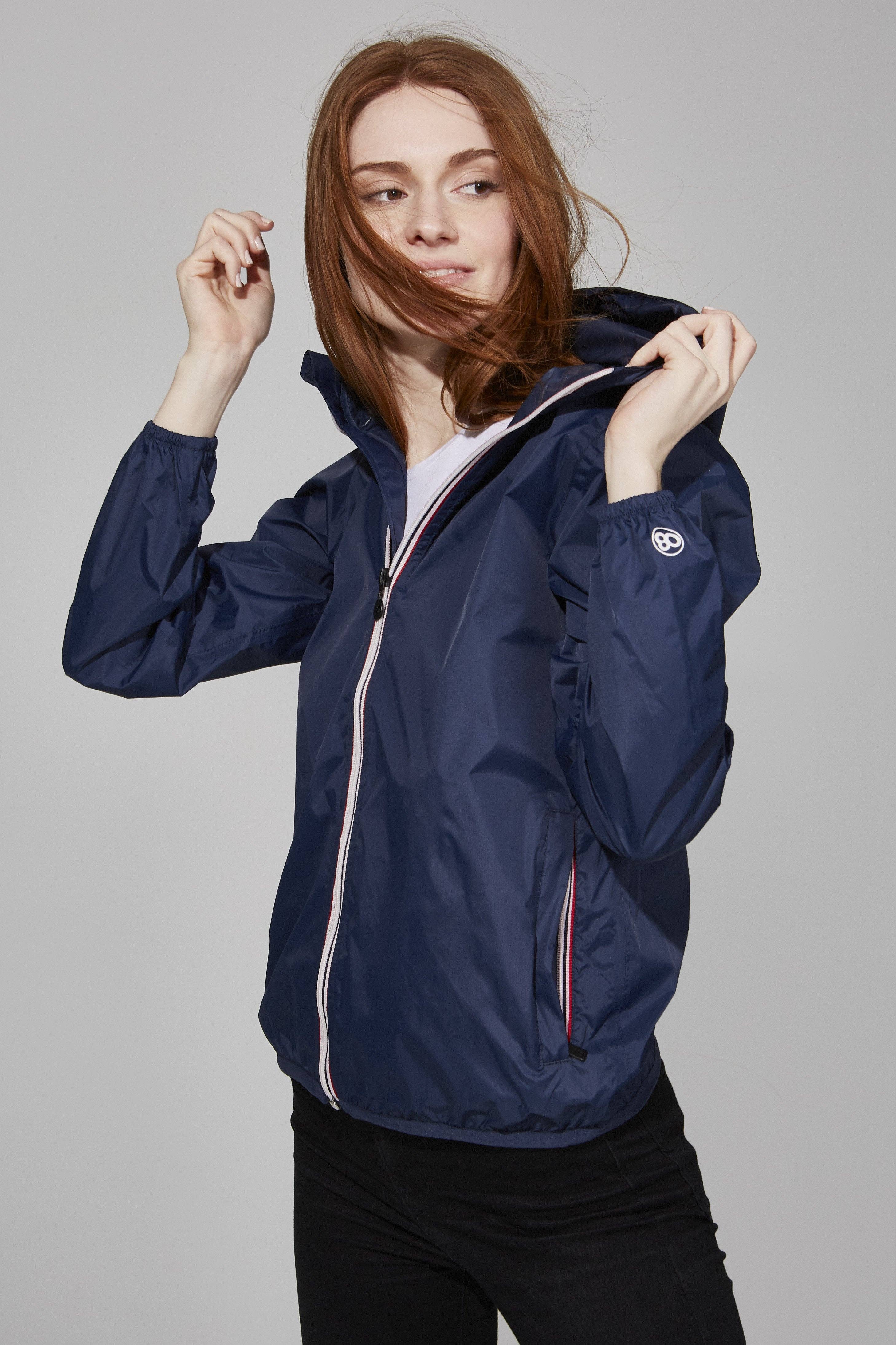Sloane - Navy Full Zip Packable Rain Jacket for wholesale on Faire2