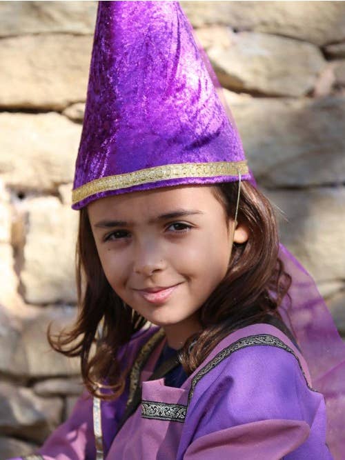KALID MEDIEVAL - Wholesale Costume - Kids - FAIRY CONE KROWN VIOLET VELVET - ST3961