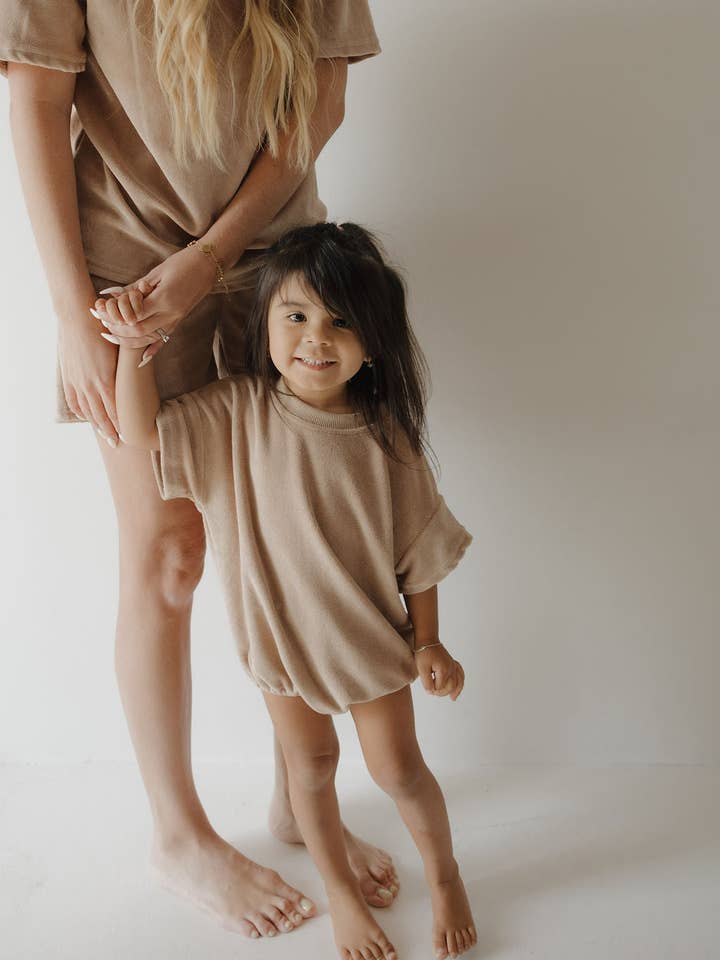 Forever French Baby - Wholesale Bodysuit (Non-Footed) - Baby - Terry T-Shirt Romper | Tan