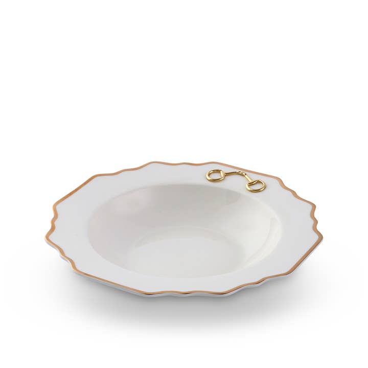 Vagabond House - Vente Assiette - Assiette creuse aux pétoncles en porcelaine Gold Bit1