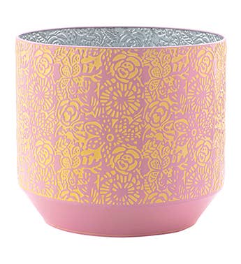 Napco - Wholesale Plant Pot - Pink & Yellow Patterned Planter - Storage(3) Item # 17184 2