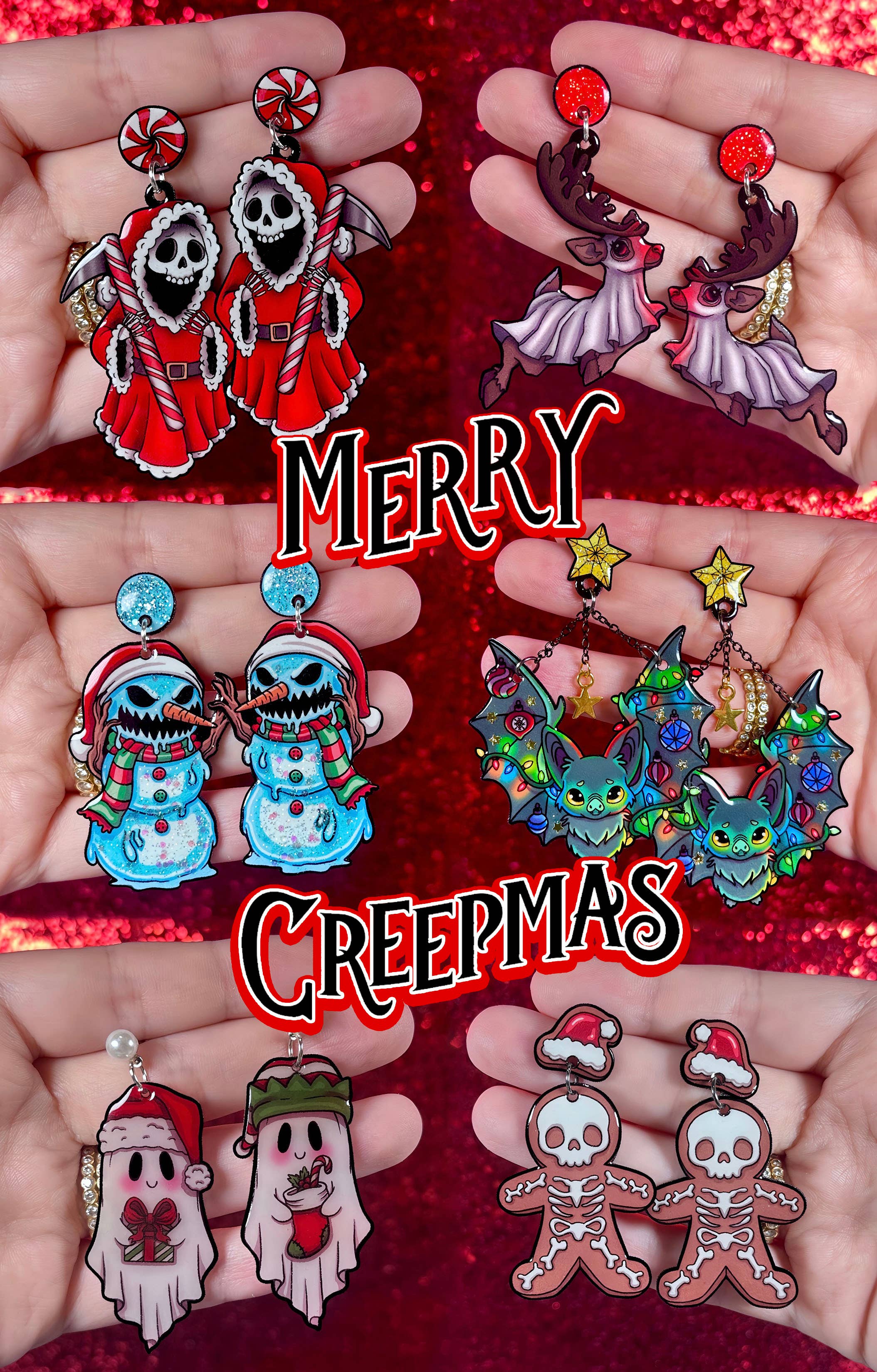 Sea Pixie Designs - Wholesale Dangle Earrings - Grim Reaper Santa Halloween & Christmas Dangle Earrings6