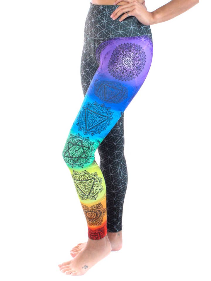 Third Eye Threads - Vente Legging de sport/d'intérieur – femme - Legging Chakra à Géométrie Sacrée (Fleur de Vie)1