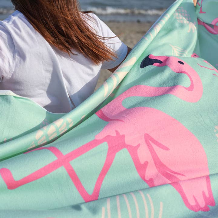 KYLIE CRAZY – wholesale Strandhandduk – Strandhandduk, rolig badhandduk FLAMINGOS 100x160