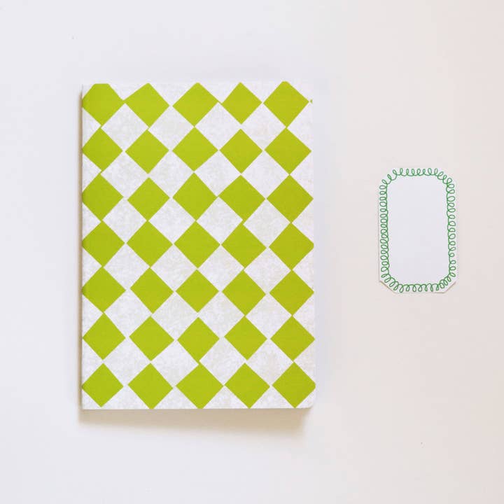 Hadley - Wholesale Sketchbook/sketchpad - Lime Green Chequered A5 Sketchbook1
