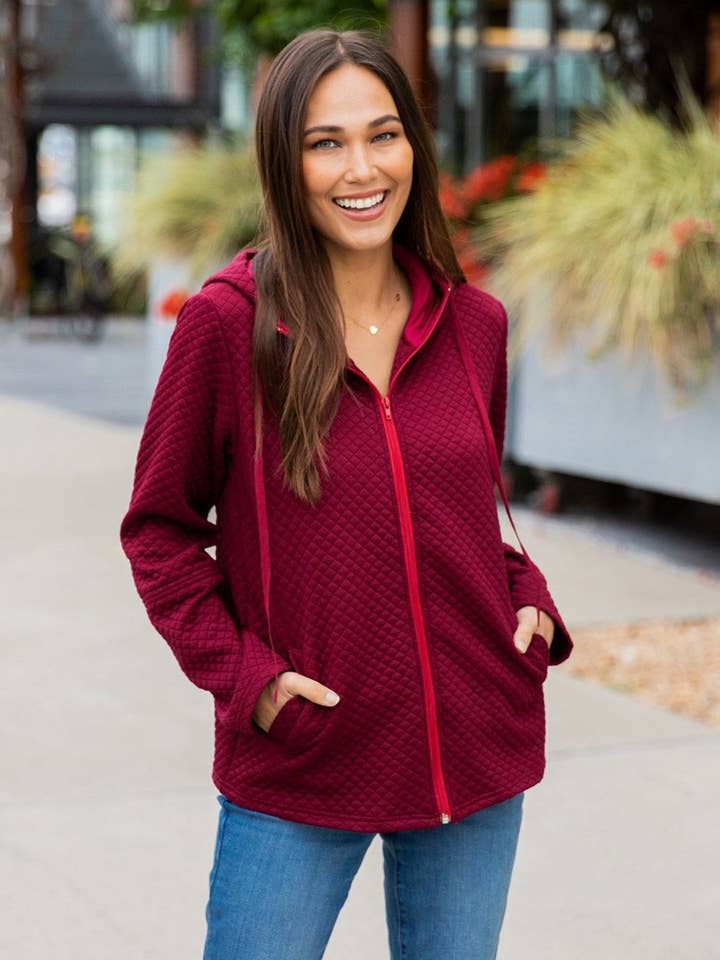 Gewatteerde Rits Hoodie voor wholesale door Tickled Teal