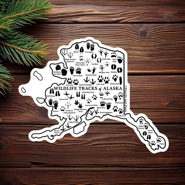 Pencils and Pines - Wholesale Sticker - Wildlife Tracks of Alaska Waterproof Sticker0