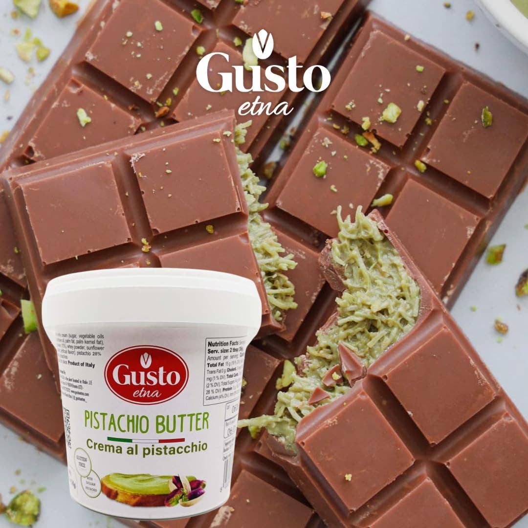 Wholesale Italian Food - Wholesale Nut Butter - Gusto Etna Pistachio Cream Butter 3kg (6.6 lb) – 28% Pistachio, Made in Sicily, Italian Pistachio Spread for Gelato, Pastry & Desserts4