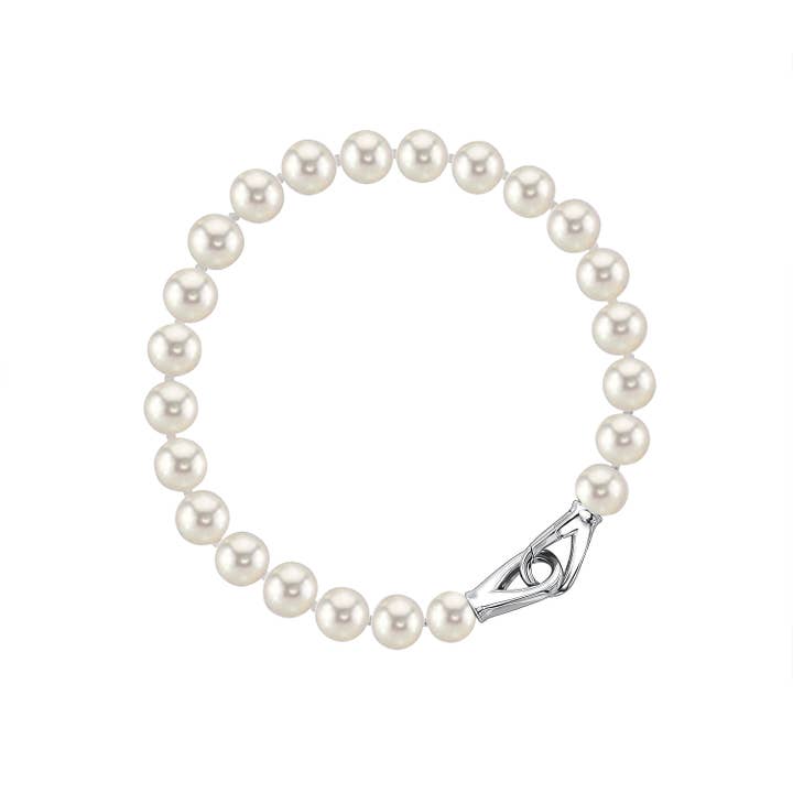 White Round Freshwater Cultured Pearl Bracelet for Girls 5mm for wholesale by Massete