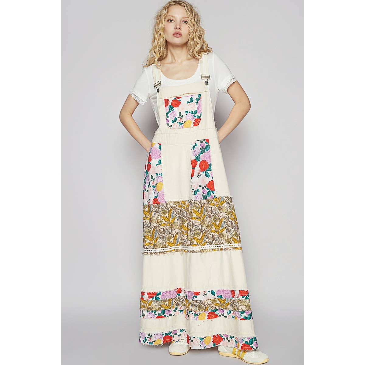 Pol Clothing - Wholesale Dress - Women's - Vintage Washed Front Pocket Floral Contrast Dress4