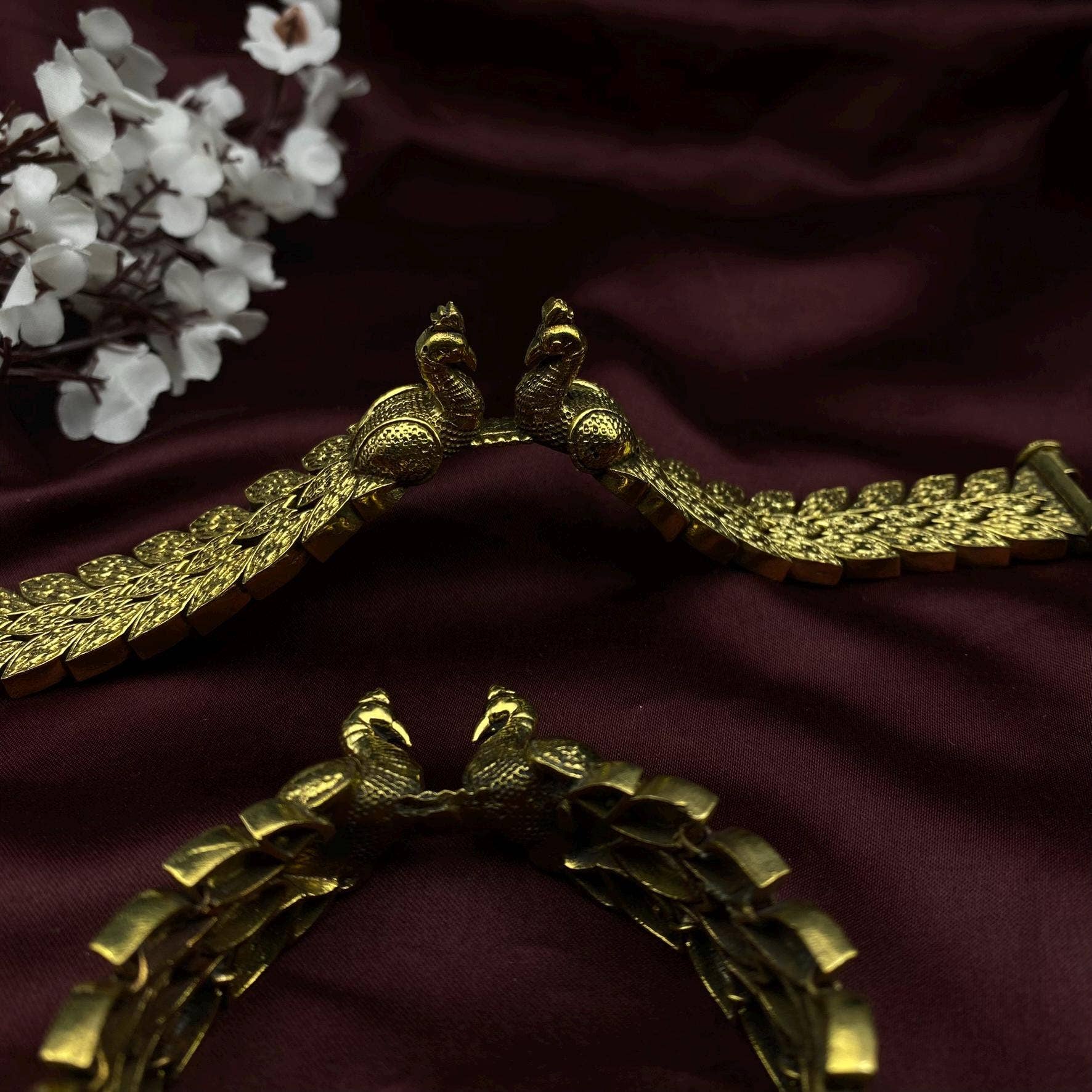 Quirky Fashions – wholesale Cuff bracelet – Oxidized Golden Peacock Kada | Antique Temple Jewelry5