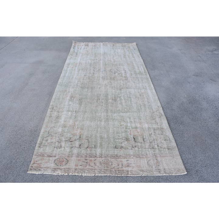 Vintage böhmischer handgefertigter grüner & cremefarbener Baumwollteppich für den Großhandel von Anatolia Loom