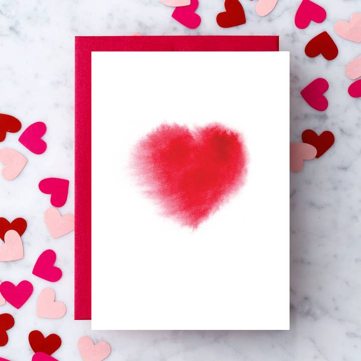 LV60 - Tarjeta de felicitación de corazón acuarela para venta al por mayor de Design With Heart