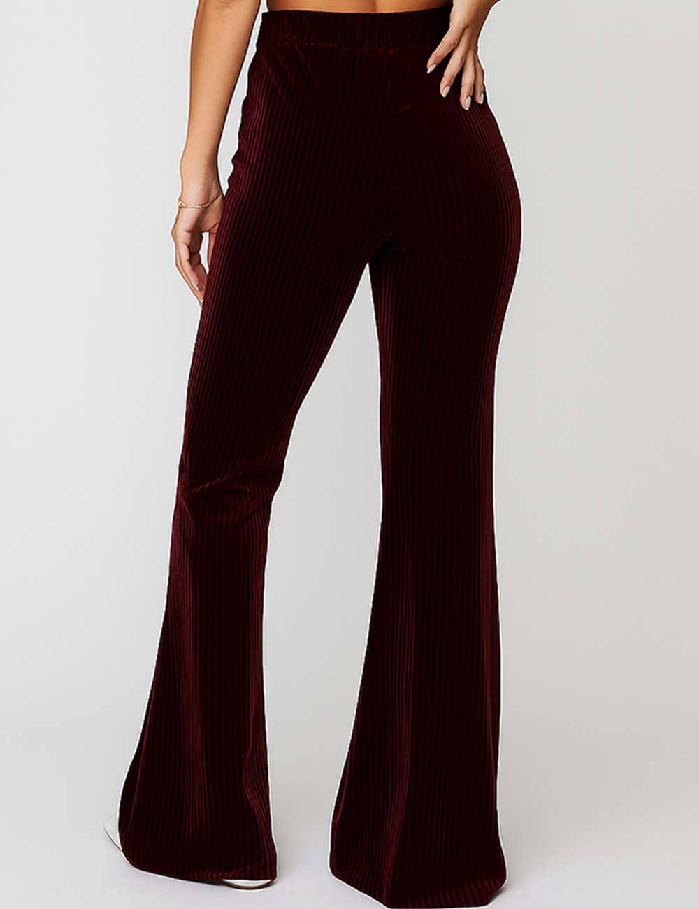 Sweetkama - Vendita all'ingrosso Pantalone - Donna - Pantaloni in Velluto a Coste da Donna a Vita Elastica a Tinta Unita Leggermente Svasati13