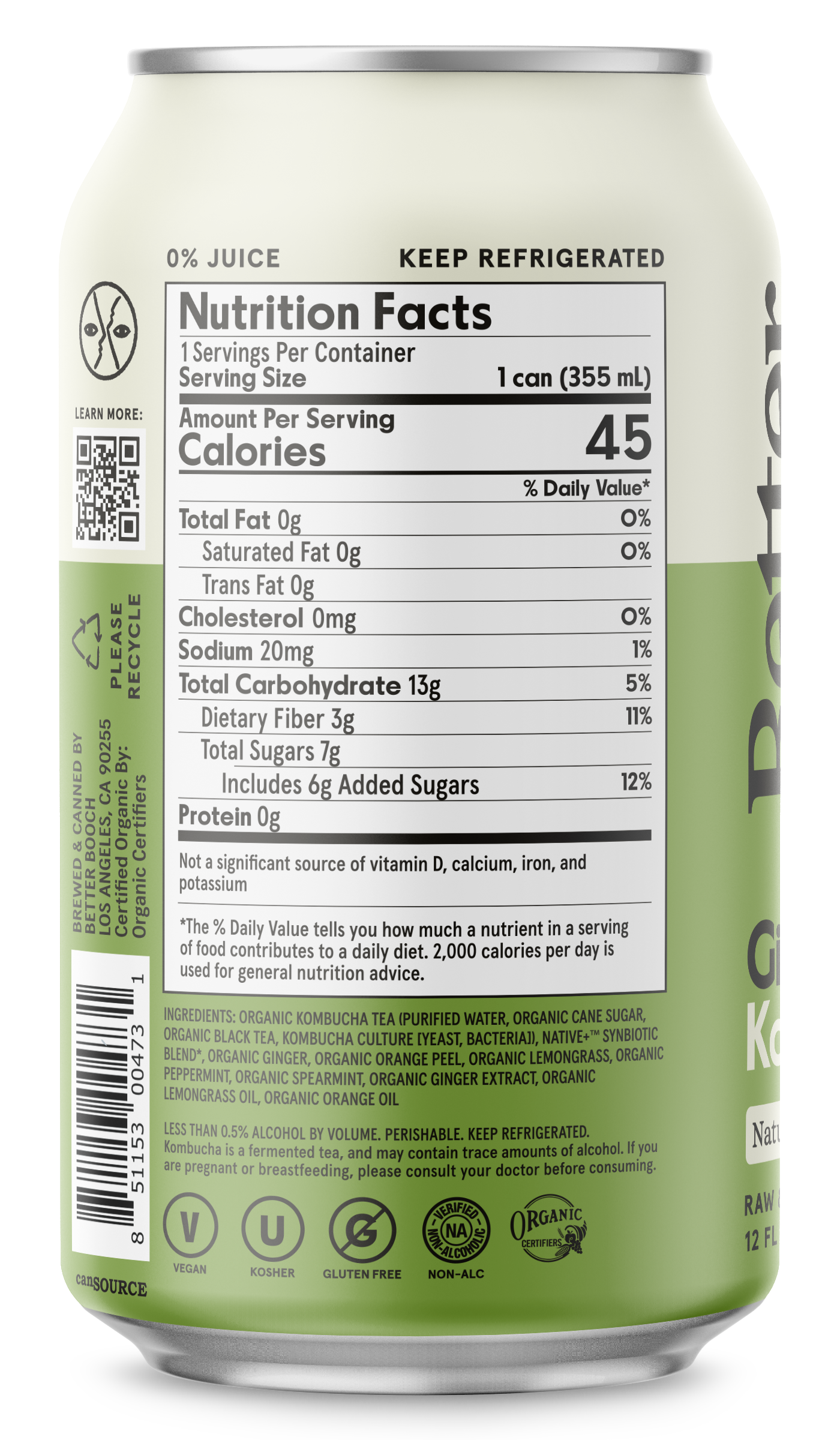 Better Booch - Wholesale Kombucha - Ginger Boost (12oz Can - 12 Pack)1