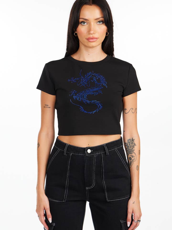 Blue Dragon Tee for wholesale by Pretty Damage